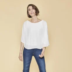 Blouse Cape Manches Longues Top blanc