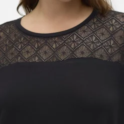 Blouse col rond en viscose Canne noir Opal