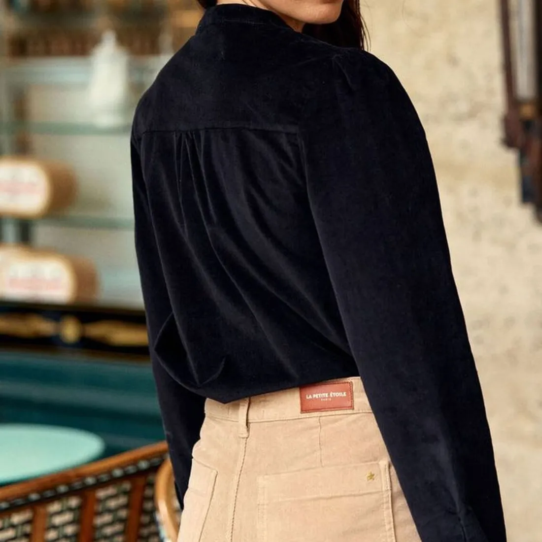 Blouse en coton BLONDIE noir