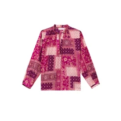 Blouse KIANA - Patchwork bordeaux en coton