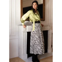 Blouse lavallière vert anis - Sylvie