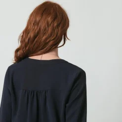 Blouse manches 3/4 Agnès bleu marine