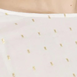 Blouse manches 3/4 ajustables taille froncée femme - écru blanc en coton