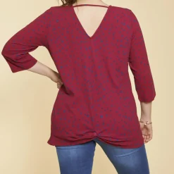 Blouse manches 3/4 noeud bas du dos femme