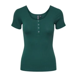 Blouse manches courtes col rond vert Tess