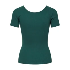 Blouse manches courtes col rond vert Tess