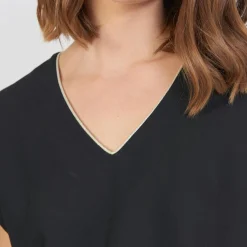 Blouse manches courtes col V Emie noir