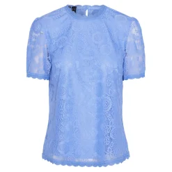 Blouse manches courtes en dentelle Colline bleu Nia