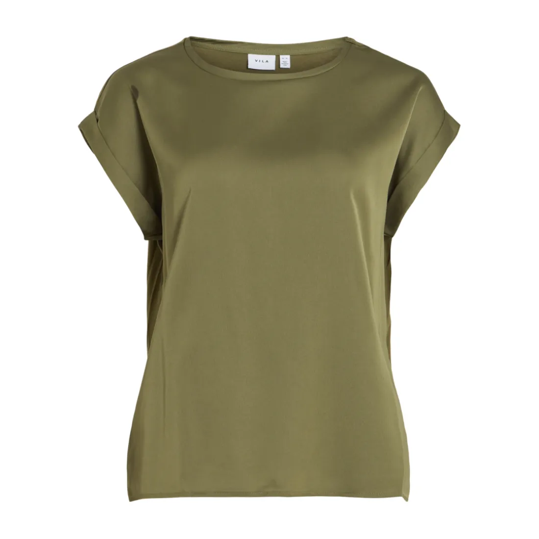 Blouse manches courtes en satin Ellette vert Beth