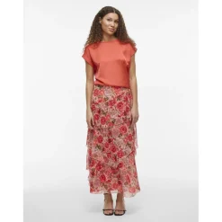 Blouse manches courtes en satin Ellette rose Ruth