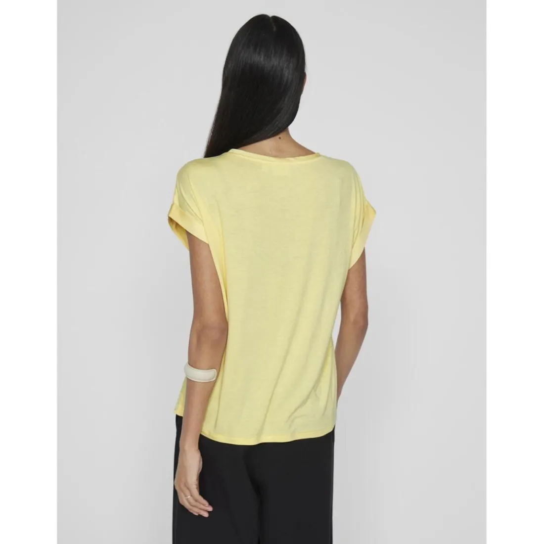 Blouse manches courtes en satin Ellette jaune Tess