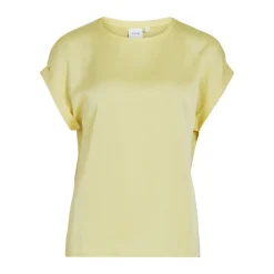 Blouse manches courtes en satin Ellette jaune Tess