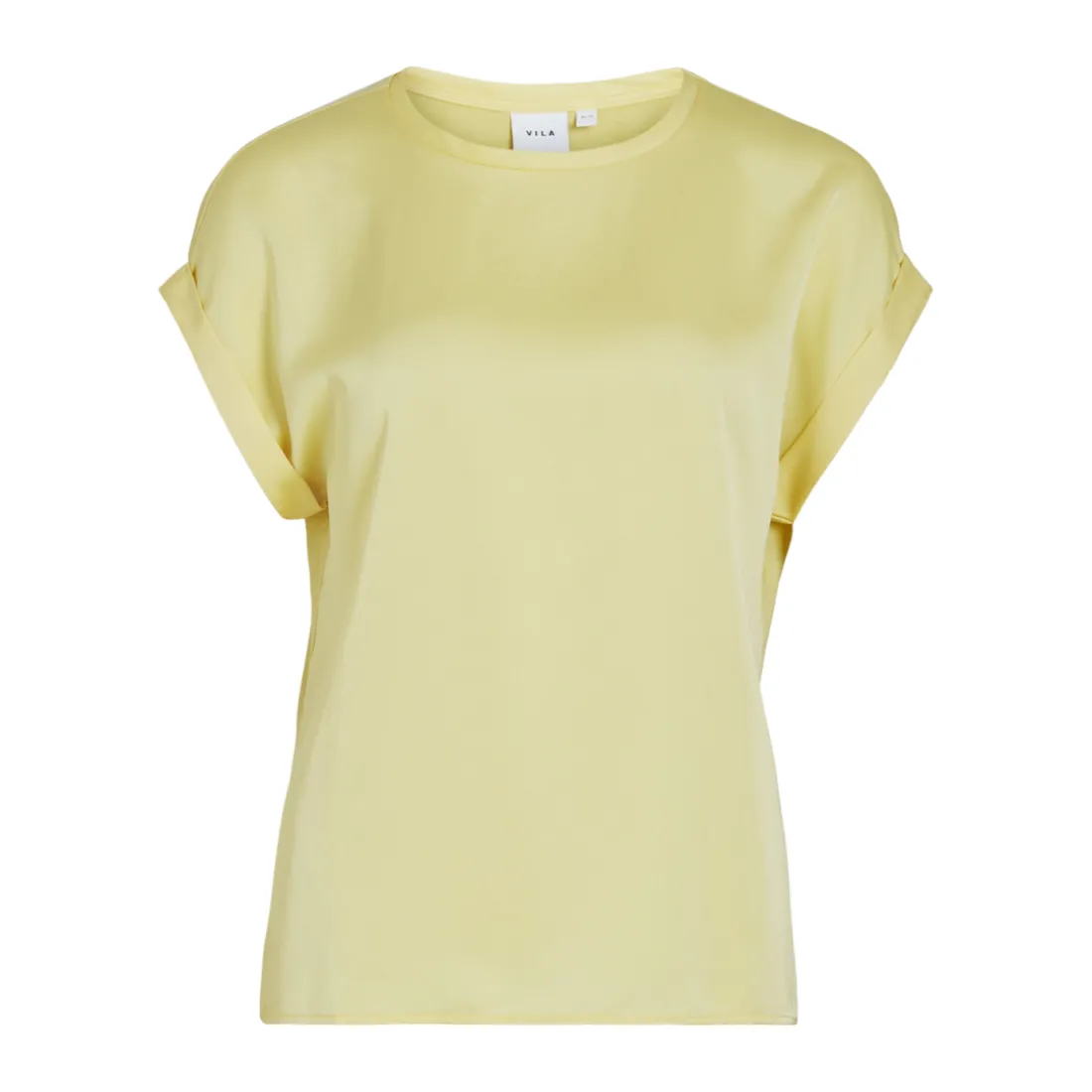 Blouse manches courtes en satin Ellette jaune Tess