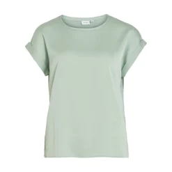 Blouse manches courtes en satin Ellette vert June