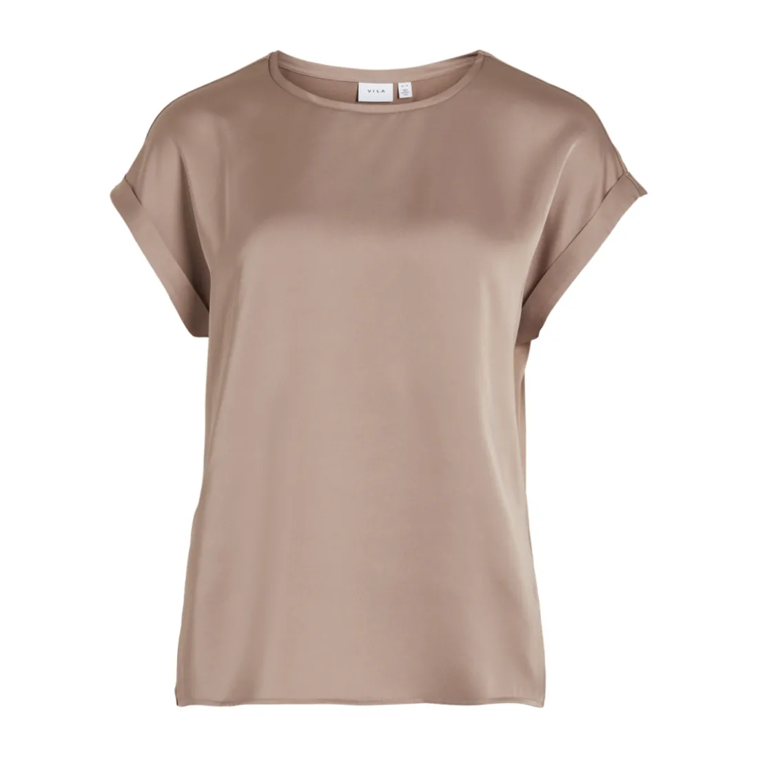 Blouse manches courtes en satin Ellette marron Aria