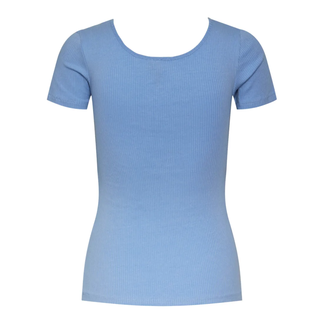 Blouse manches courtes et col rond Kitte bleu en coton Ula