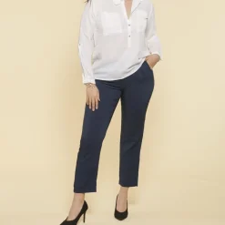 Blouse manches longues ajustables femme - Blanc