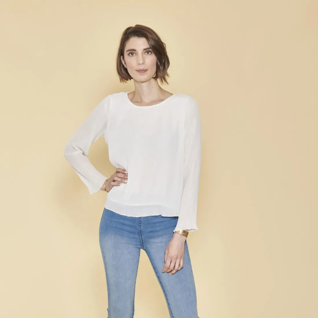 Blouse manches longues doublée femme