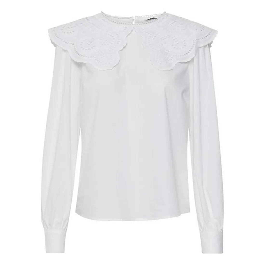 Blouse manches longues femme blanc en coton