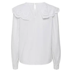 Blouse manches longues femme blanc en coton
