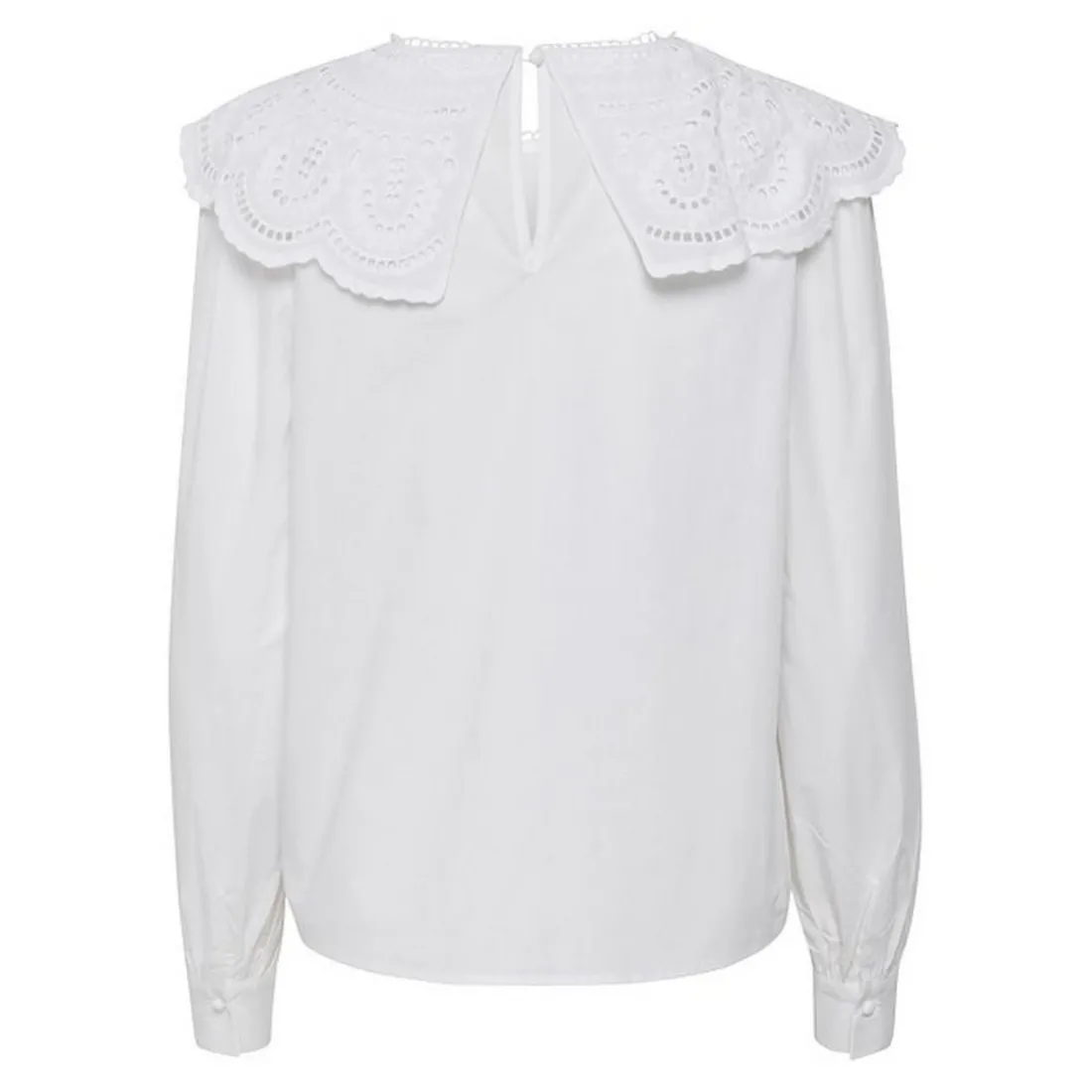 Blouse manches longues femme blanc en coton