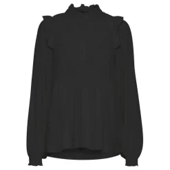 Blouse manches longues femme noir en viscose