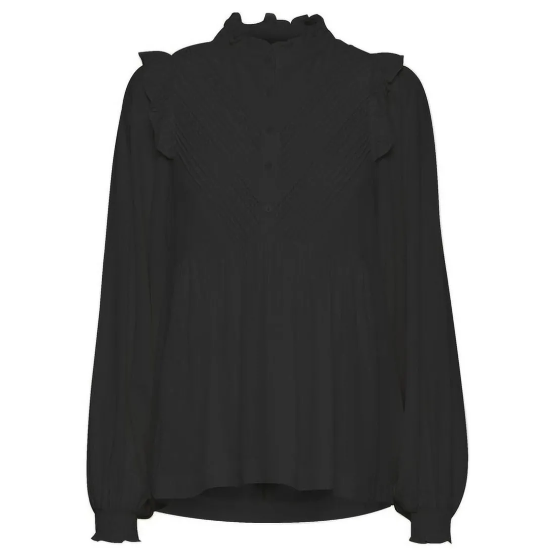 Blouse manches longues femme noir en viscose