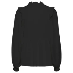 Blouse manches longues femme noir en viscose