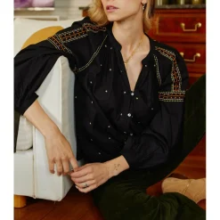 Blouse noire Sloane en coton