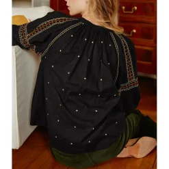 Blouse noire Sloane en coton