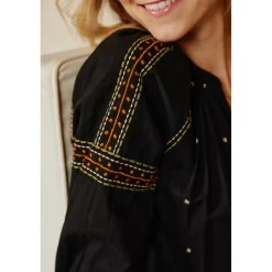 Blouse noire Sloane en coton