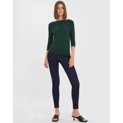 Blouse Regular Fit Col bateau Manches 3/4 Longueur regular vert Julia