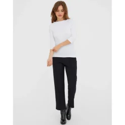 Blouse Regular Fit Col bateau Manches 3/4 Longueur regular blanc