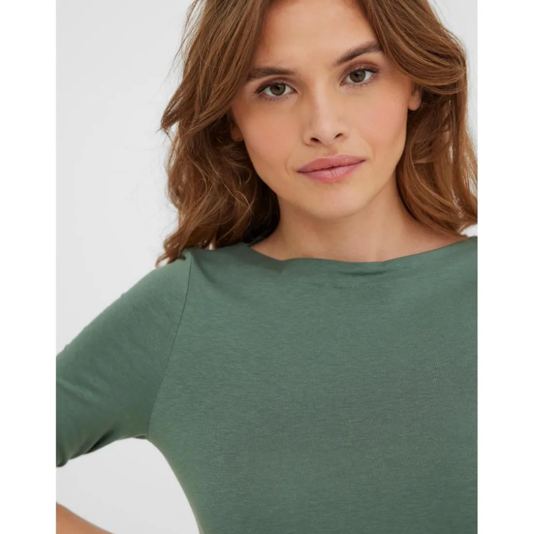Blouse Regular Fit Col bateau Manches 3/4 Longueur regular vert Cate