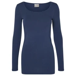 Blouse Regular Fit Col en U Manches longues Extra long bleu