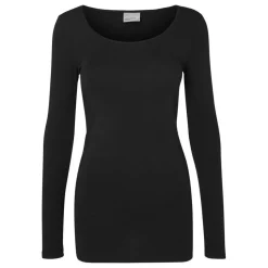 Blouse Regular Fit Col en U Manches longues Extra long noir