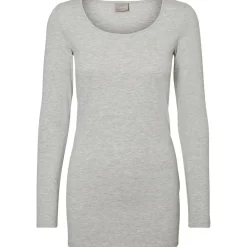 Blouse Regular Fit Col en U Manches longues Extra long gris
