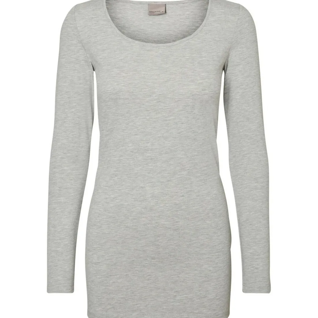 Blouse Regular Fit Col en U Manches longues Extra long gris