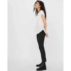 Blouse Regular Fit Col rond Manches courtes Longueur regular blanc en viscose