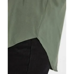 Blouse Regular Fit Col rond Manches courtes Longueur regular vert en viscose