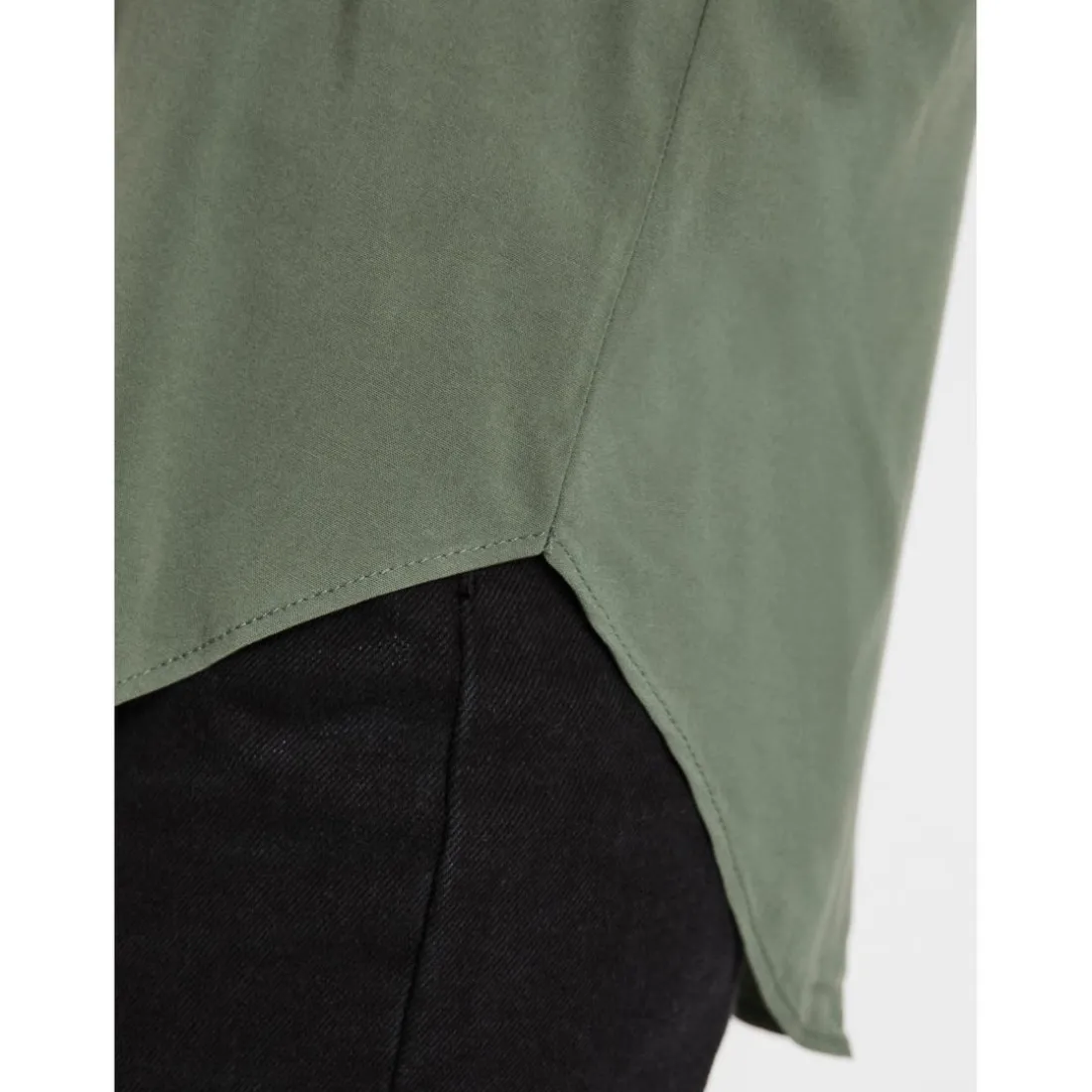Blouse Regular Fit Col rond Manches courtes Longueur regular vert en viscose