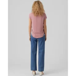 Blouse Regular Fit Col rond Manches courtes Longueur regular rose en viscose