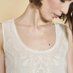 Blouse sans manche col rond femme - Blanc