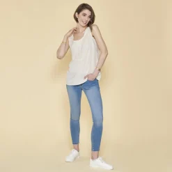 Blouse sans manche col rond femme - Blanc