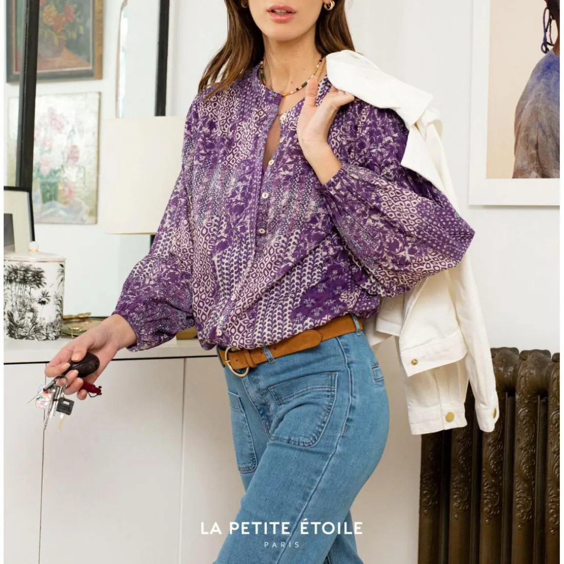 Blouse VOLUSA violet en coton