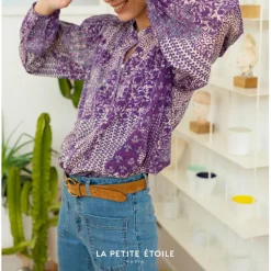 Blouse VOLUSA violet en coton