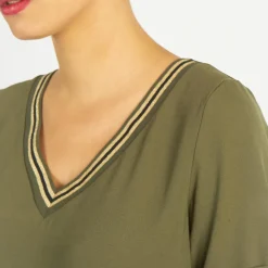 Blouses col V détail bandes à l'encolure Elena