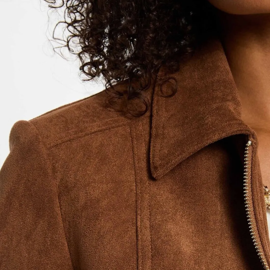 Bomber suédine femme camel en coton