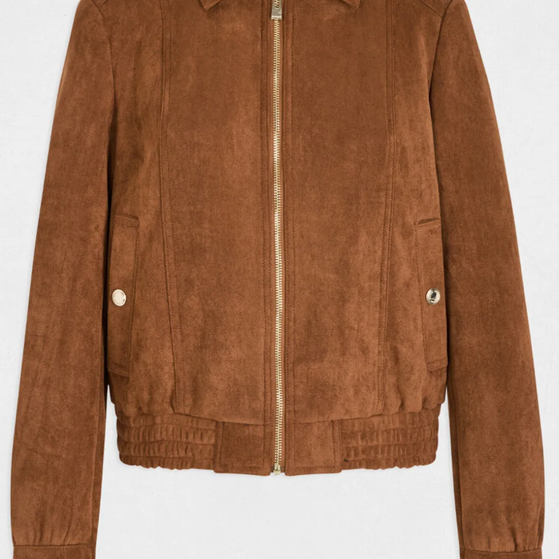 Bomber suédine femme camel en coton