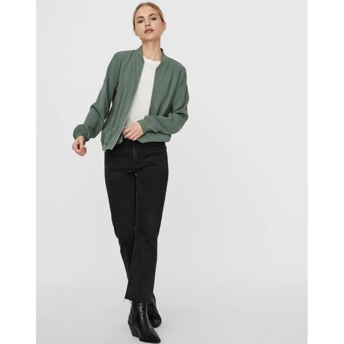 Bombers anti-froid Col rond Manches longues Longueur regular vert